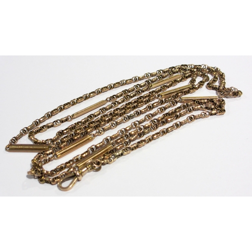 6 - A good substantial Victorian 9ct gold guard chain