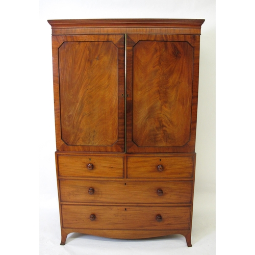 611 - A George IV mahogany linen press