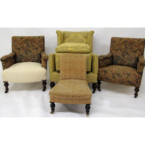 615 - A pair of Victorian armchairs