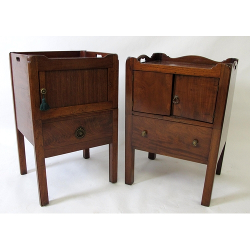 616 - Two similar George III mahogany tray top bedside cabinets