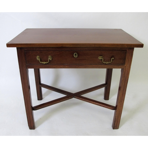 617 - A George III mahogany single drawer drop flap side table