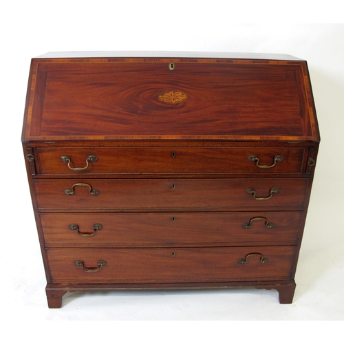 619 - A Georgian mahogany inlaid writing bureau