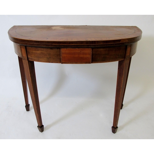 625 - A Georgian demi lune turnover card table