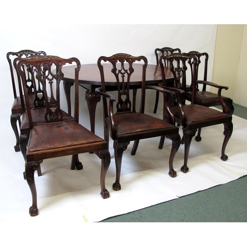 636 - Seven early 20th century mahogany Chippendale style dining chairs by Jas Shoolbred