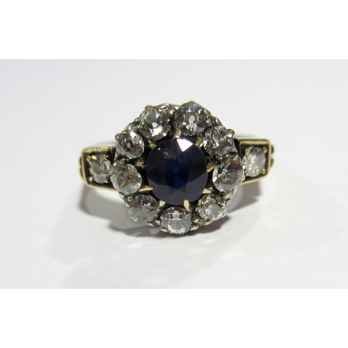 82 - A Victorian sapphire and diamond cluster ring