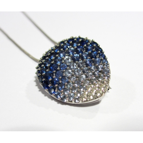 87 - A contemporary design sapphire and diamond pendant brooch