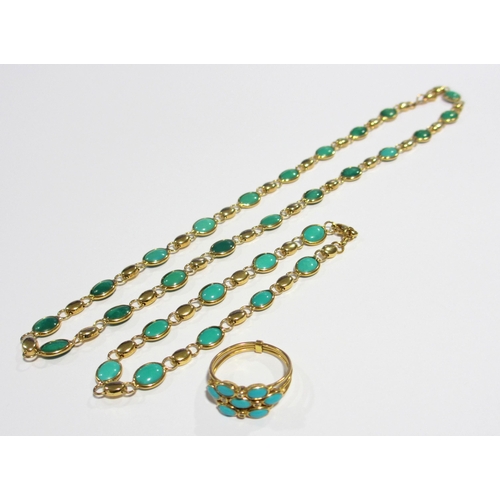 98 - An attractive composite suite of turquoise and diamond jewellery