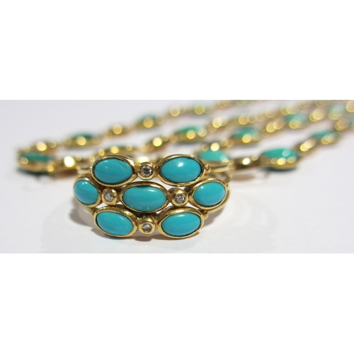 98 - An attractive composite suite of turquoise and diamond jewellery