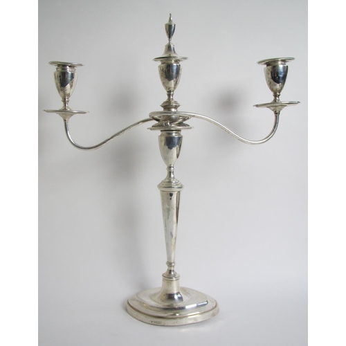 190 - A pair of silver three branch candelabra