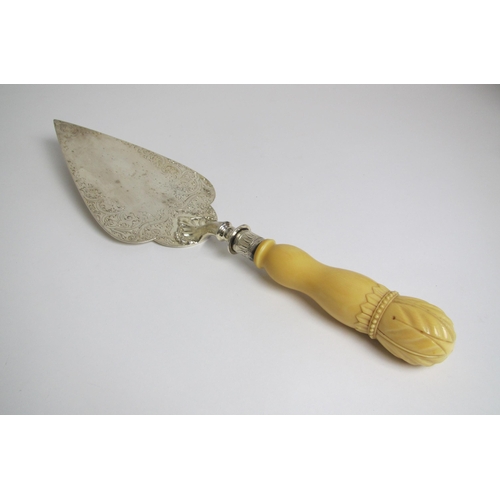 195 - A silver and ivory handled presentation trowel