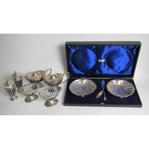 201 - A six piece silver condiment set