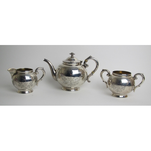 207 - A Calcutta white metal three piece tea service