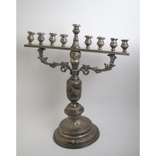 218 - A silver Menorah with nine sconces