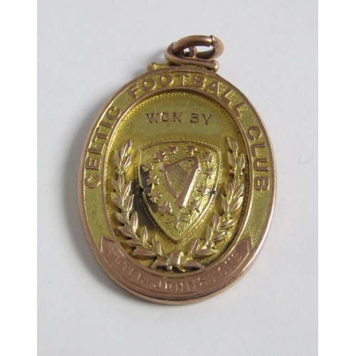 247 - Of Celtic F.C interest  nine carat gold football medal