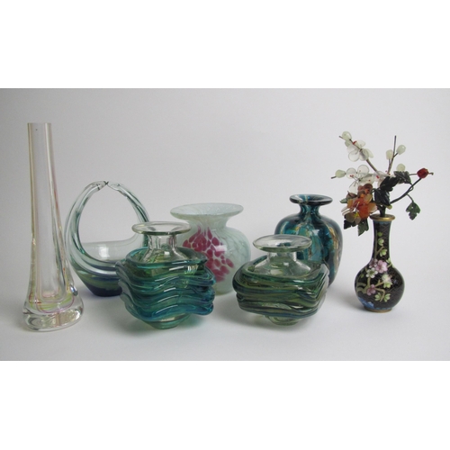 528 - Five M'dina coloured glass vases