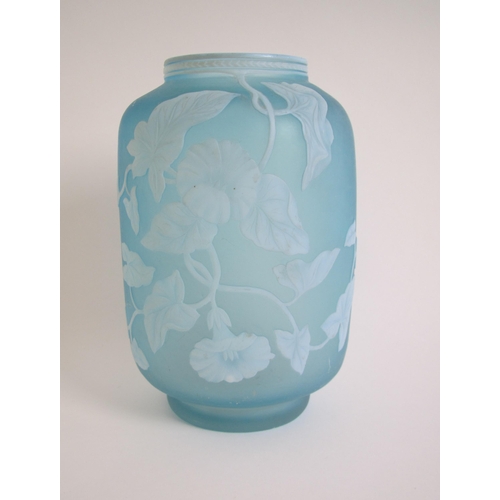 533 - A Webb style frosted and opaque overlaid glass vase