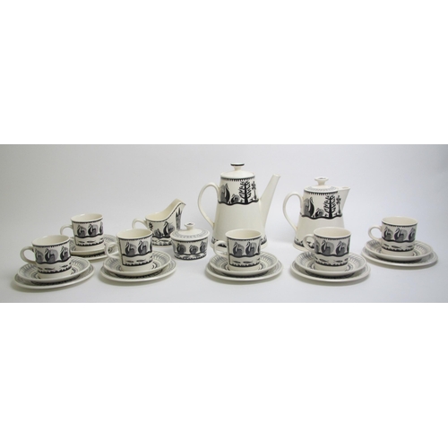 535 - A Royal Worcester coffee set  designed by Scottie Wilson