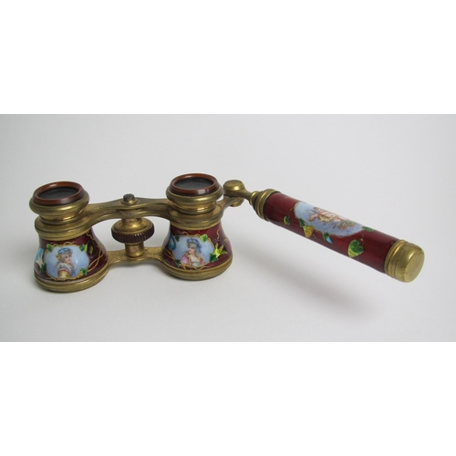 568 - A pair of French enamel opera glasses