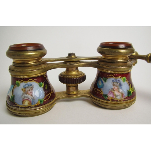 568 - A pair of French enamel opera glasses