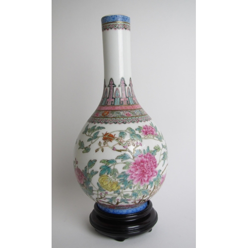 608 - A Chinese famille rose bottle shaped vase