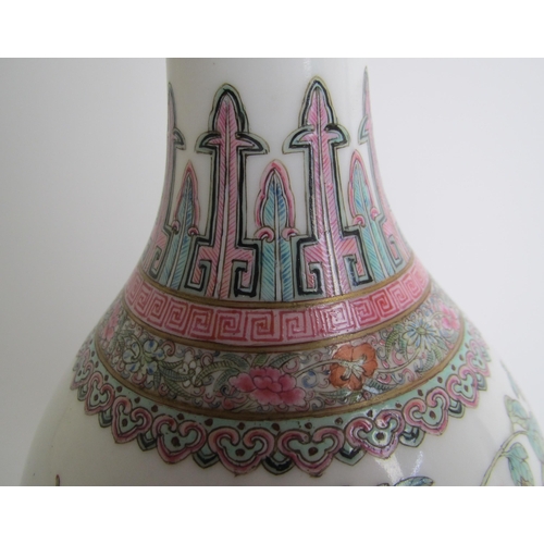 608 - A Chinese famille rose bottle shaped vase