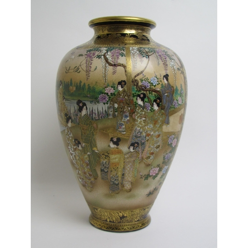 677 - A Satsuma baluster vase