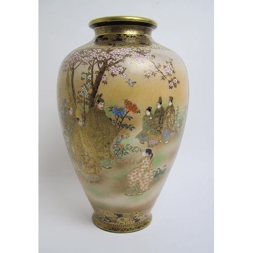 677 - A Satsuma baluster vase