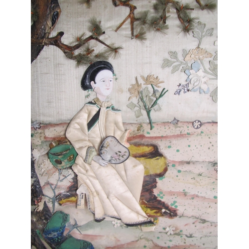 684 - A pair of Chinese export silk embroidered pictures