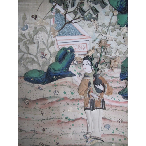 684 - A pair of Chinese export silk embroidered pictures