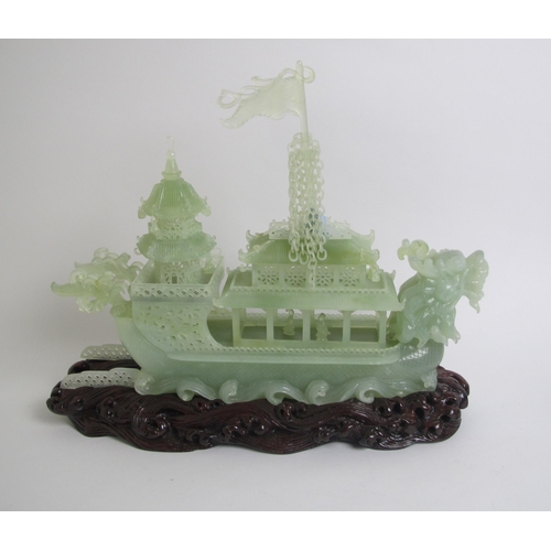 687 - A Chinese jade ceremonial junk