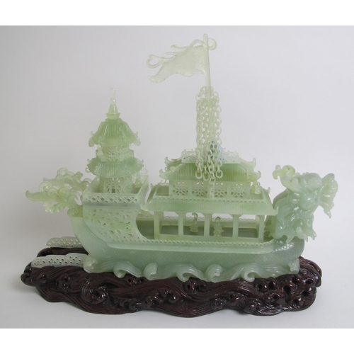 687 - A Chinese jade ceremonial junk