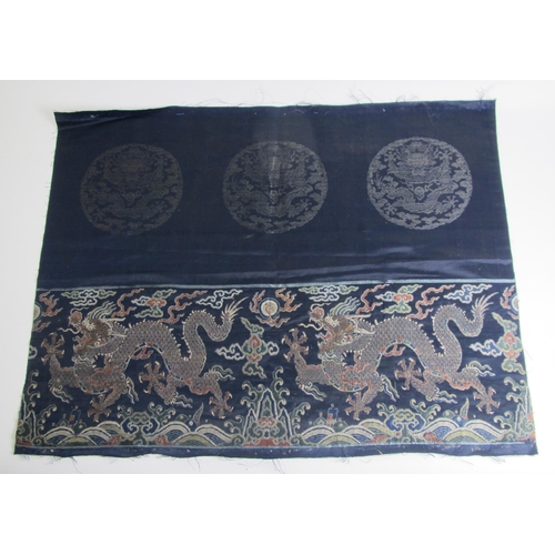 701 - An 18th Century silk blue brocade panel