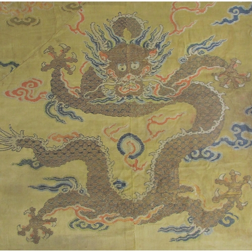 707 - An 18th Century yellow ground dragon robe section