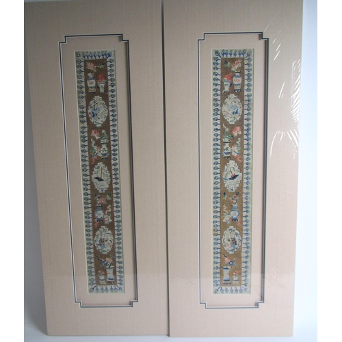 720 - A pair of silk sleeve panels