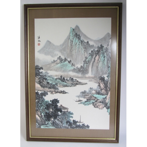 731 - A Chinese silk framed watercolour