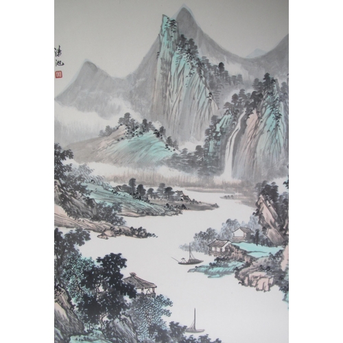 731 - A Chinese silk framed watercolour