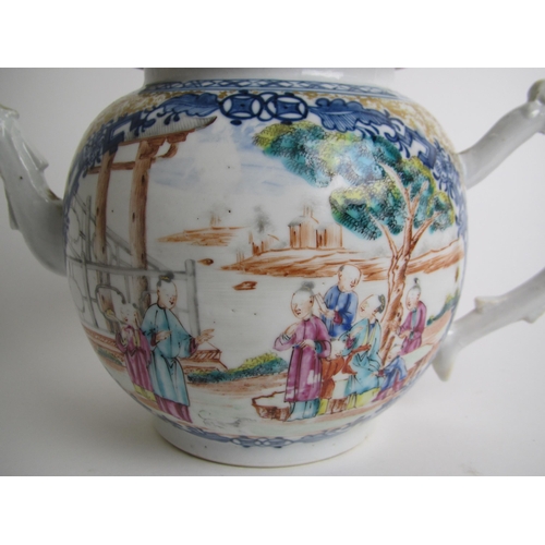 741 - A Chinese export famille rose globular teapot and cover