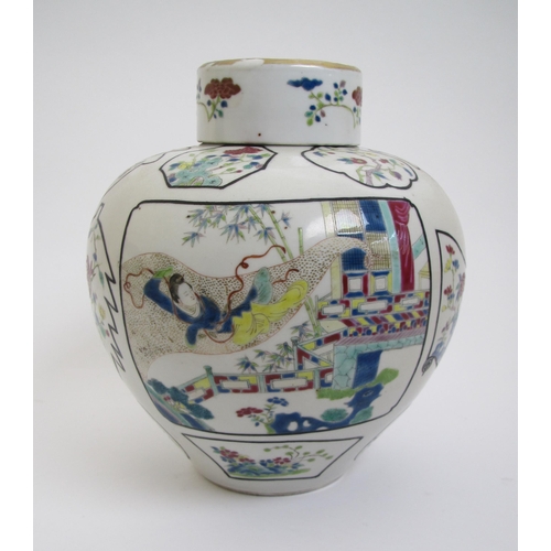 744 - A Chinese ginger jar and cover