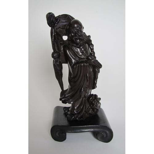 753 - A Chinese carved hardwood figure of a sage