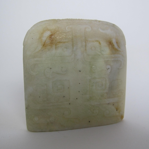 754 - A Chinese archaic jade pommel