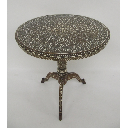 773 - An Anglo Indian hardwood and bone inlaid circular table