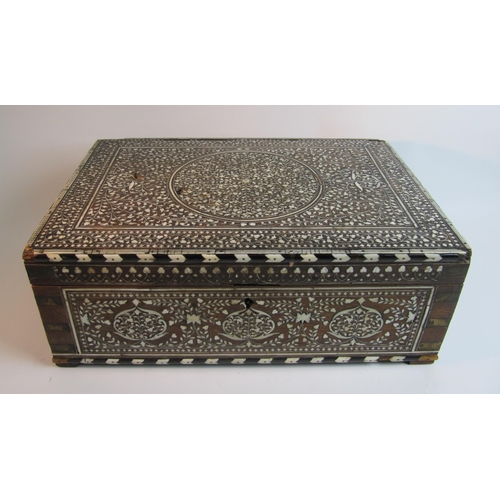 774 - An Anglo Indian hardwood and bone inlaid work box