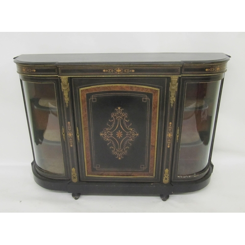 782 - A Victorian ebonised and burr walnut breakfront credenza