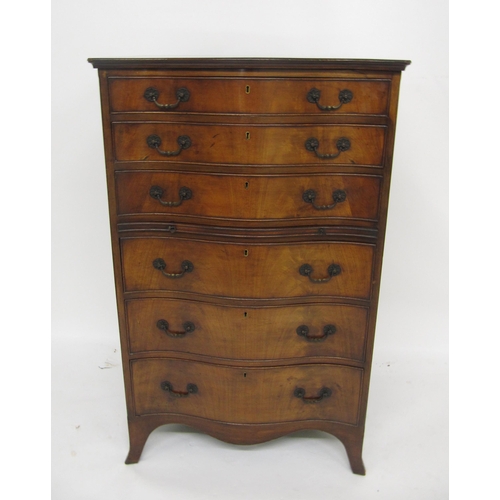 785 - An reproduction Georgian style mahogany serpentine shaped chest of drawers