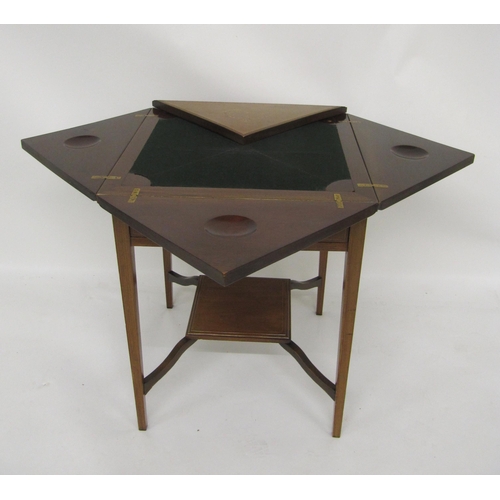 796 - An Edwardian mahogany inlaid envelope card table