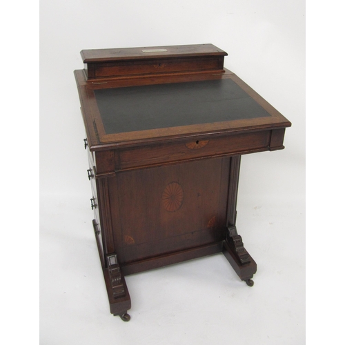 797 - A Victorian mahogany inlaid Davenport desk