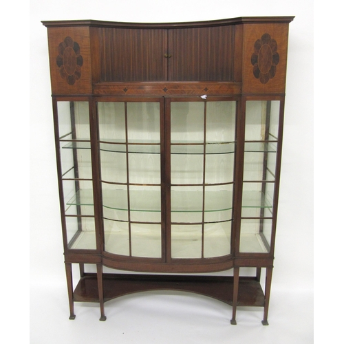 803 - An Edwardian mahogany inlaid display cabinet