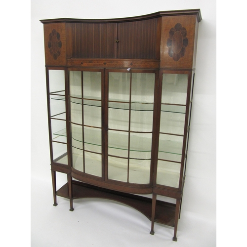 803 - An Edwardian mahogany inlaid display cabinet