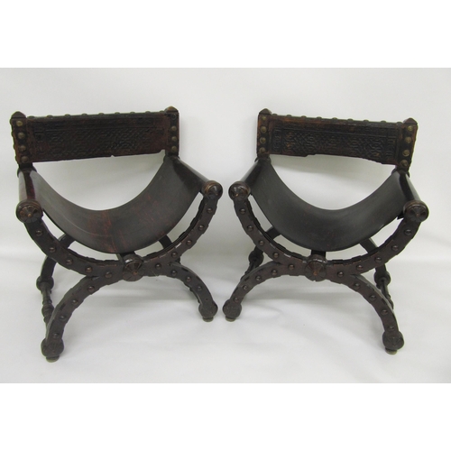 807 - A pair of Victorian X form chairs