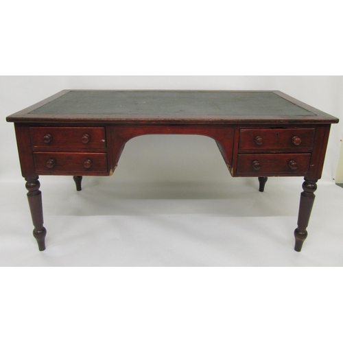 812 - A Victorian stained pine kneehole desk